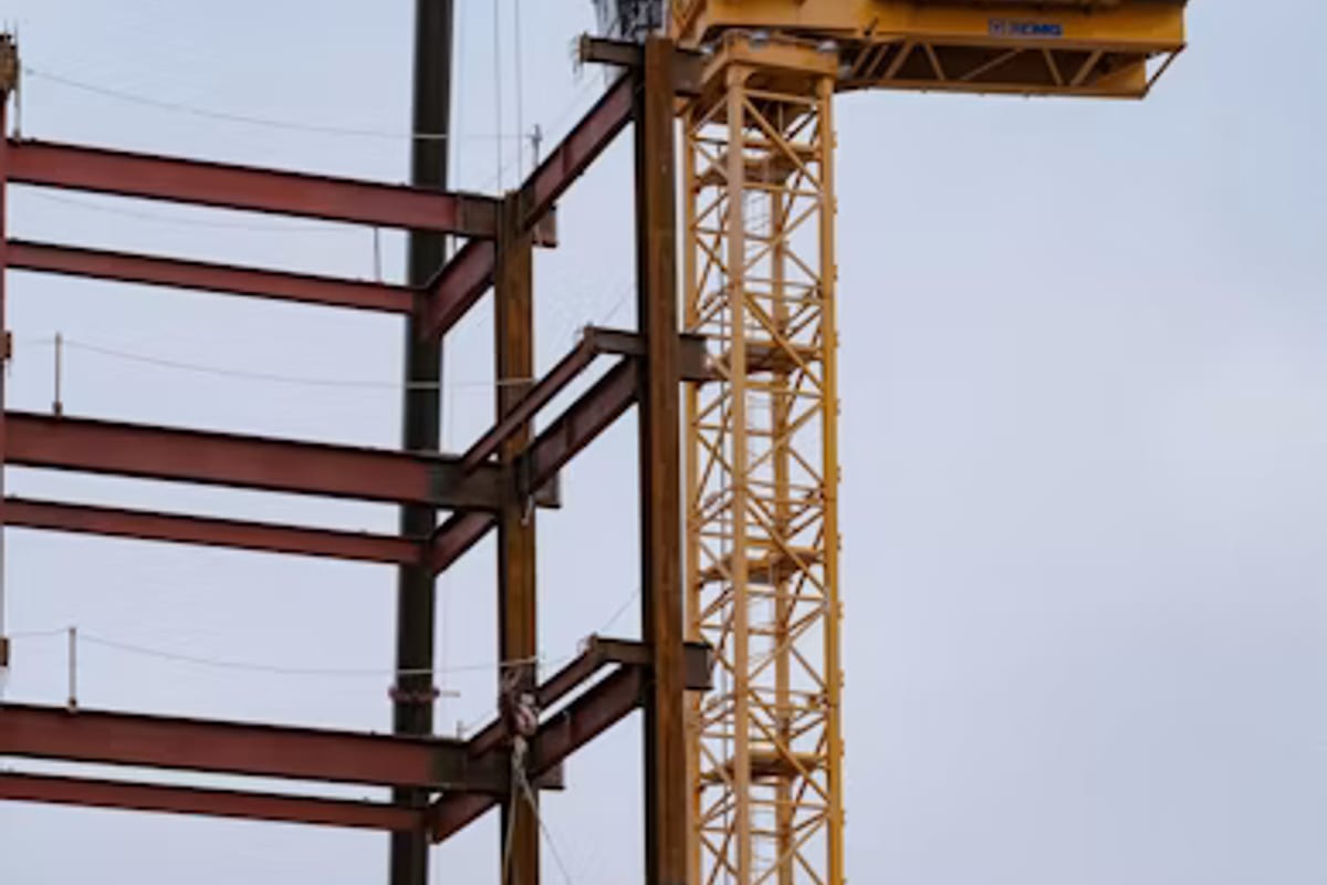 Steel construction framing and a tower crane
